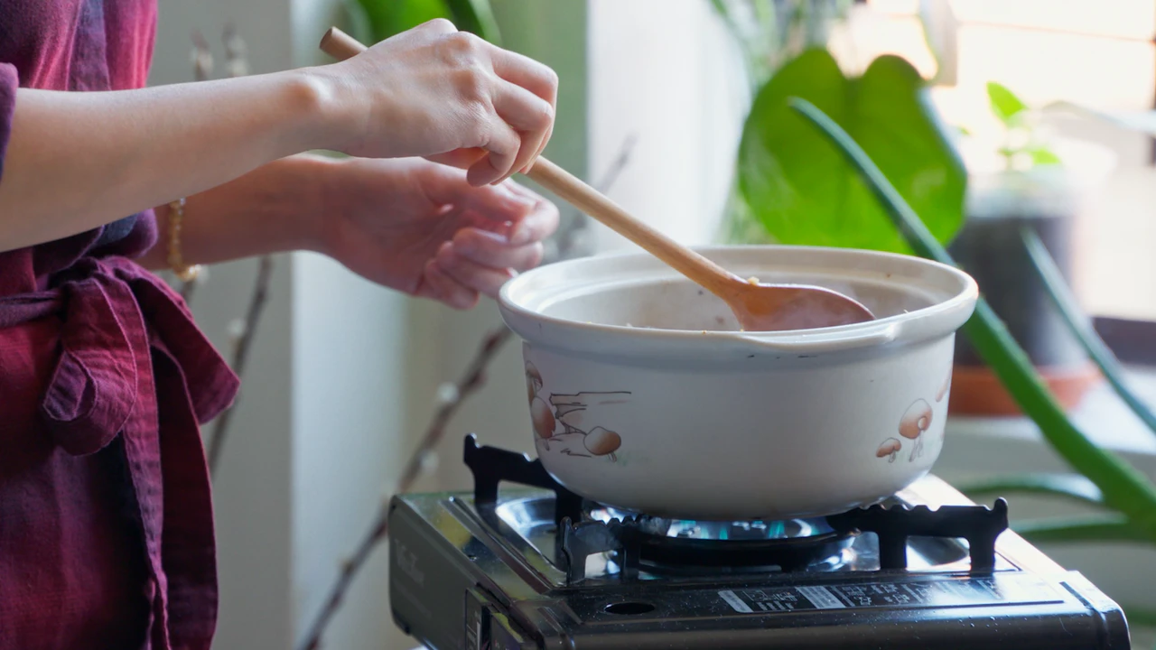 Preparing food in a kitchen