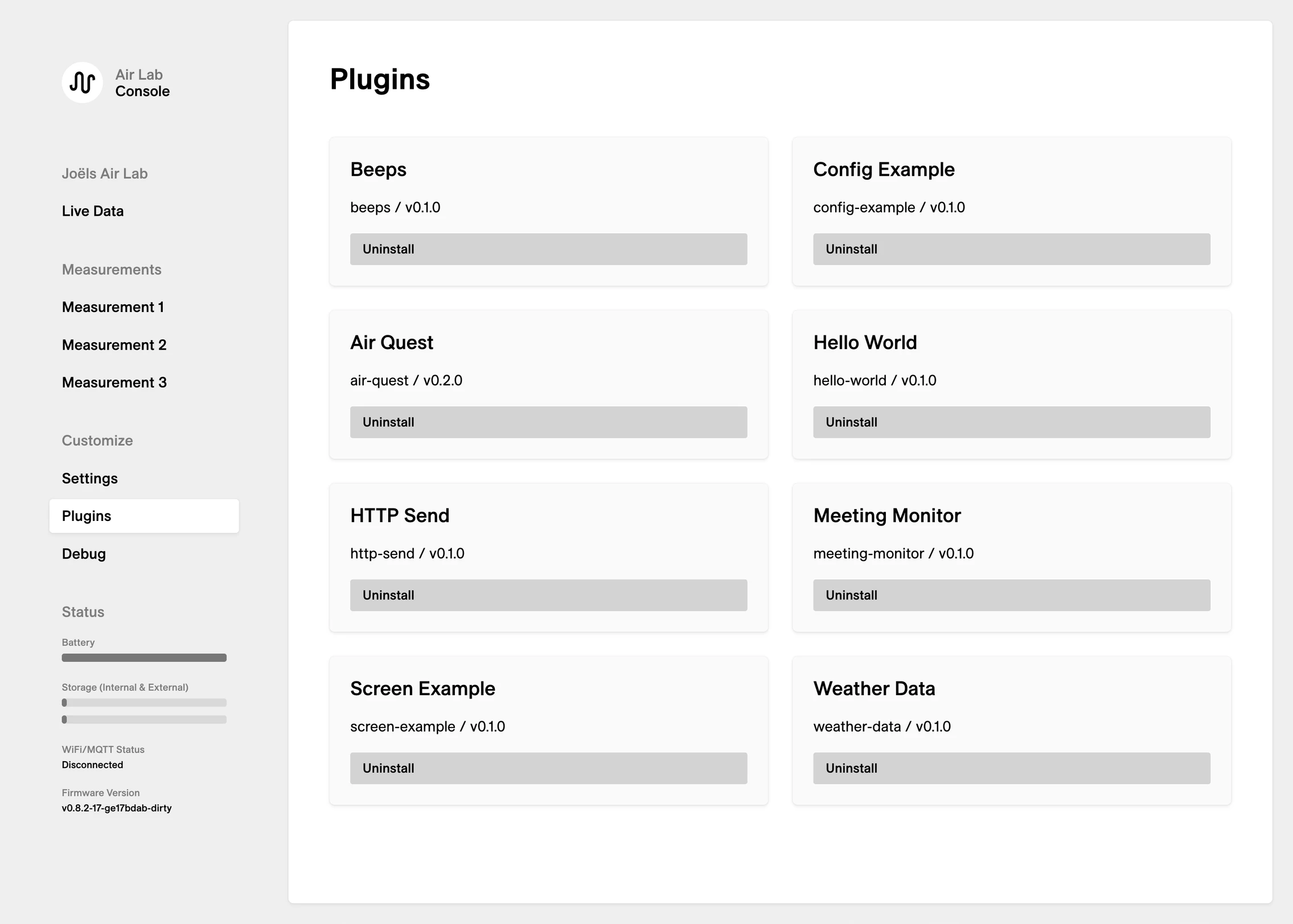 Air Lab Console – Plugins